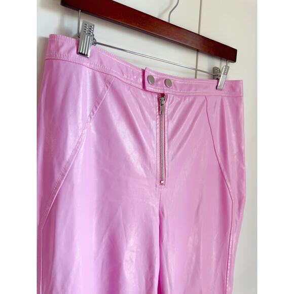For Love & Lemons BILLIE VINYL PANTS Pastel Pink Cropped Girly Coquette Sz Lrg - Picture 4 of 12